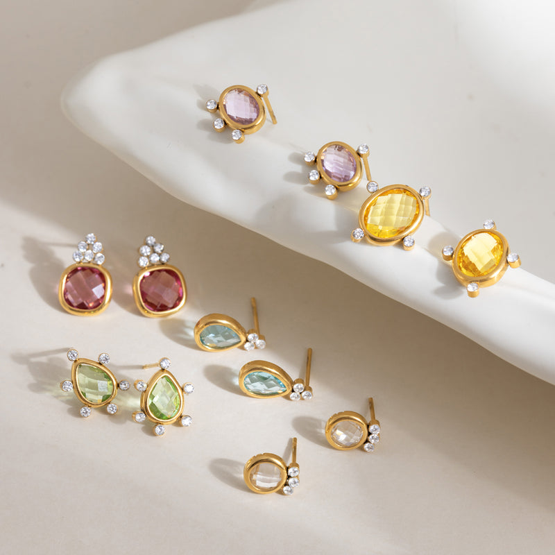 Sabrina Pastel Bezel Stud Earrings, gallery photo 5