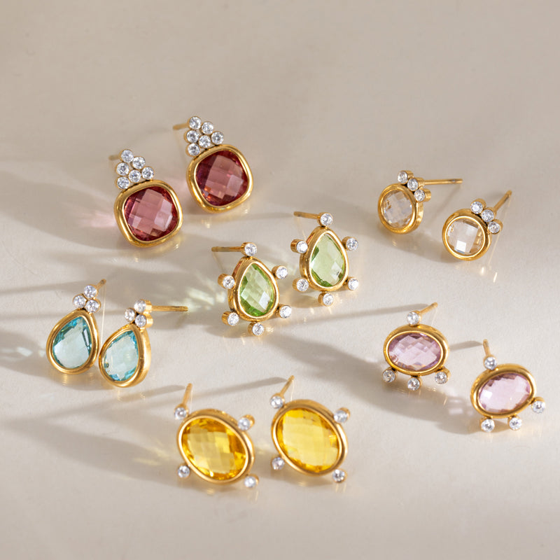 Sabrina Pastel Bezel Stud Earrings, gallery photo 6