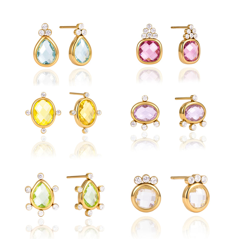 Sabrina Pastel Bezel Stud Earrings, gallery photo 2