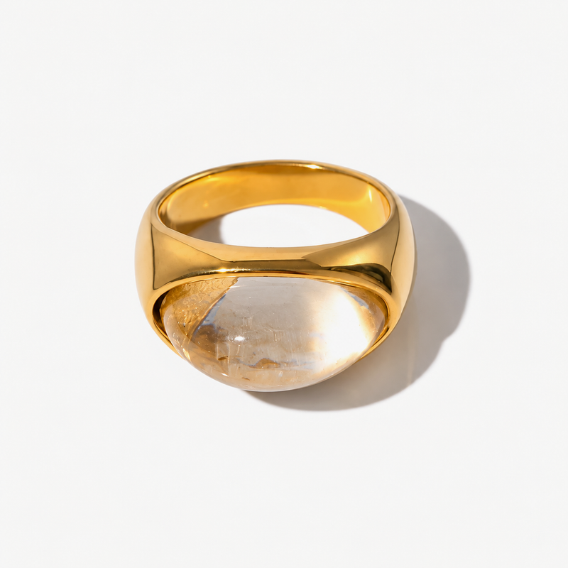 Margaux Domed Cabochon Ring — Gold / Clear Stone