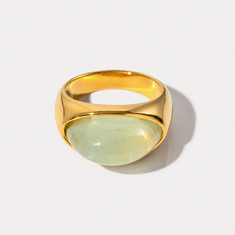Margaux Domed Cabochon Ring — Gold / Green Stone
