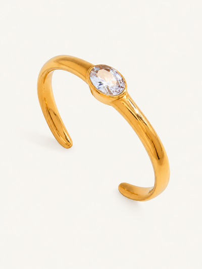 Marguerite Zircon Cuff Bangle – Gold