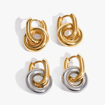 Maud Interlocking Ring Hoop Earrings