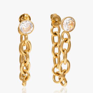 Melisande Crystal Chain Drop Stud Earrings
