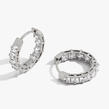 Michele Square Crystal Huggie Hoop Earrings
