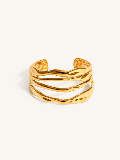 Mimosa Molten Wave Cuff Bangle — Gold