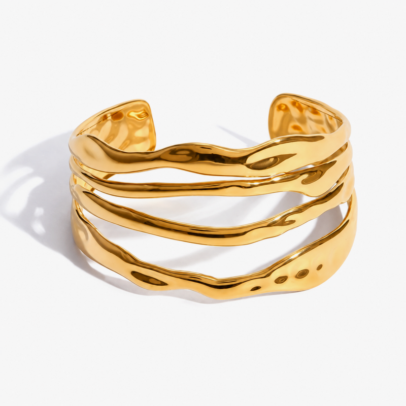 Mimosa Molten Wave Cuff Bangle — Gold