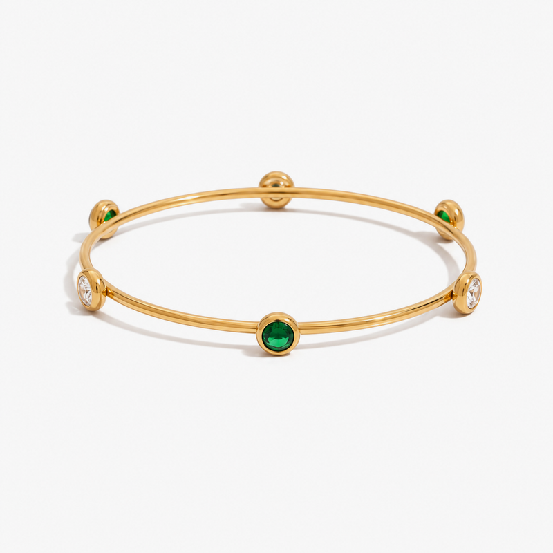 Ninon Stone Station Bangle — Green