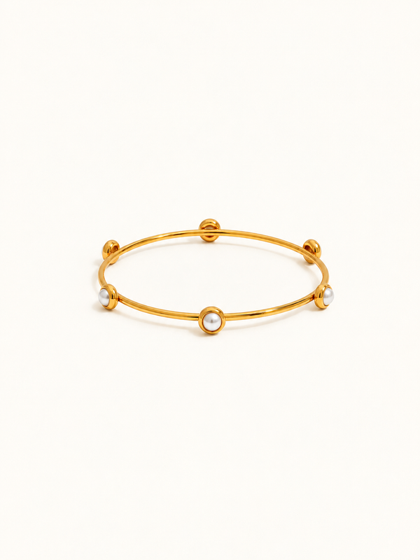 Ninon Stone Station Bangle — White