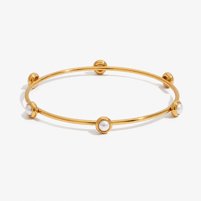 Ninon Stone Station Bangle — White