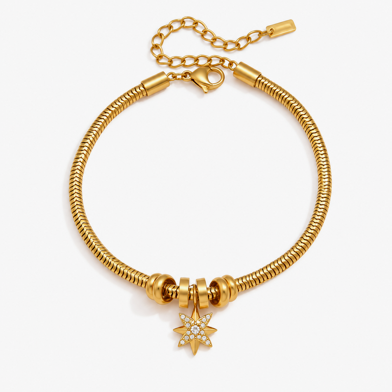 Noelle Pave Star Charm Bracelet — Star Charm Cuff