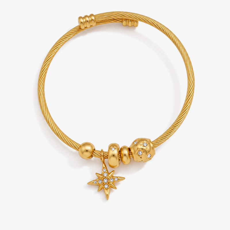 Noelle Pave Star Charm Bracelet — Star Snake Chain