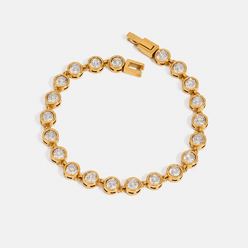Odile Crystal Chain Bracelet — Bezel Crystal Line Gold