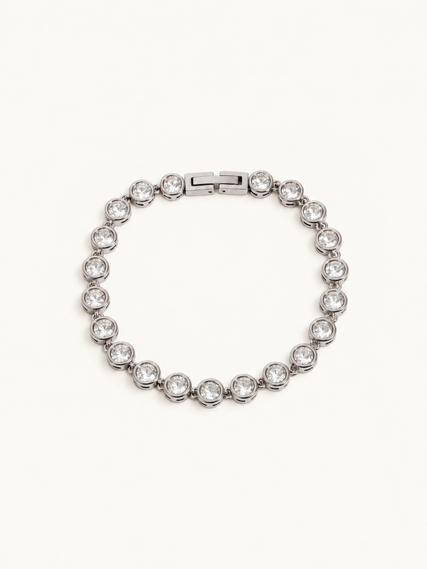Odile Crystal Chain Bracelet — Bezel Crystal Line Silver