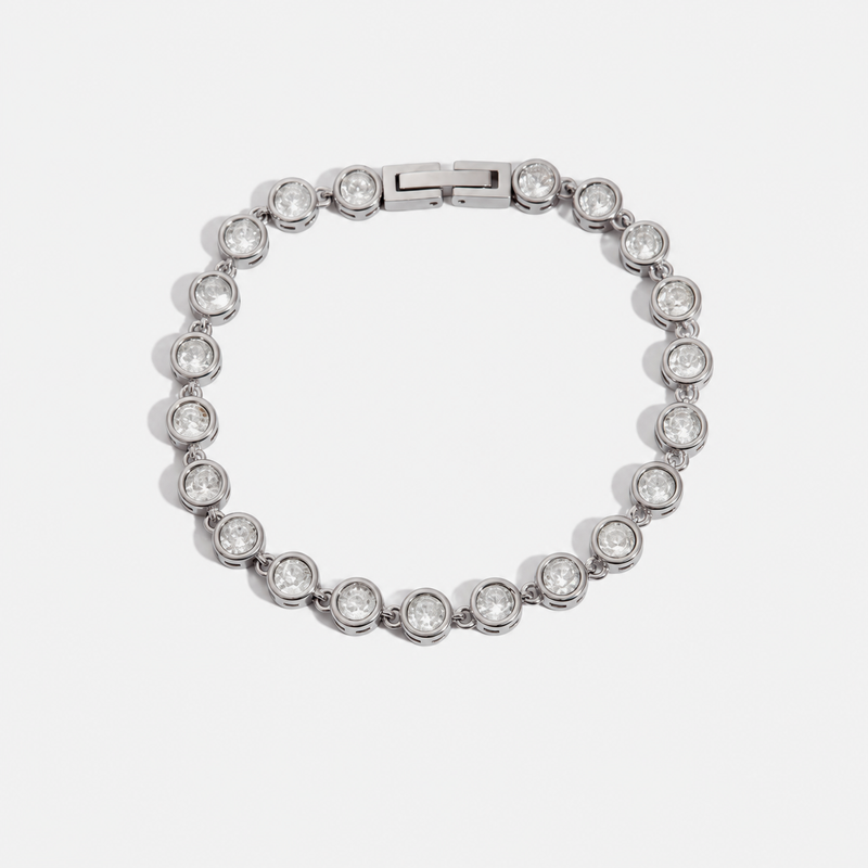 Odile Crystal Chain Bracelet — Bezel Crystal Line Silver