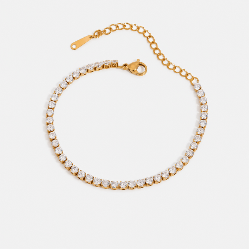 Odile Crystal Chain Bracelet — Crystal Tennis Gold