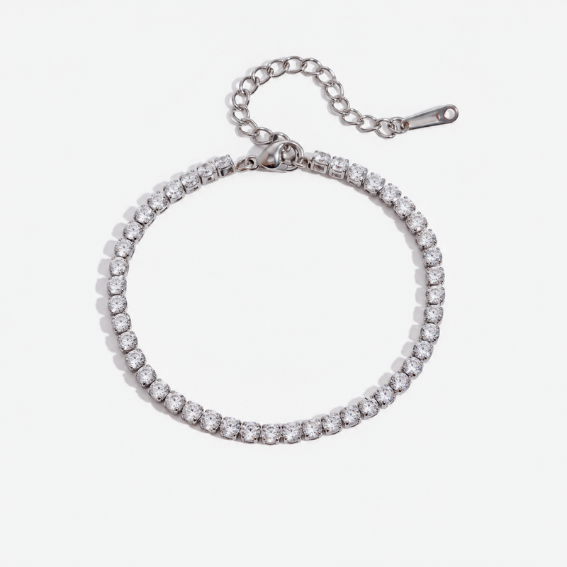 Odile Crystal Chain Bracelet — Crystal Tennis Silver