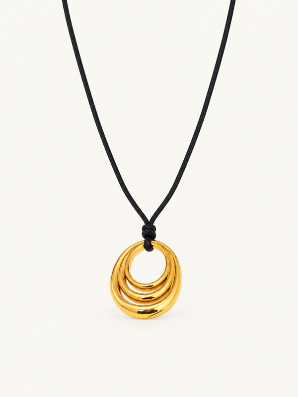 Renee Sculptural Pendant Cord Necklace — Swirl Knot Gold