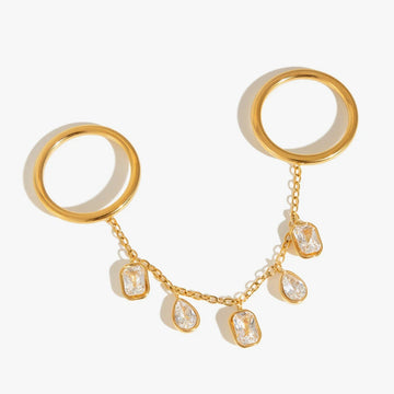 Soleil Crystal Tassel Ring