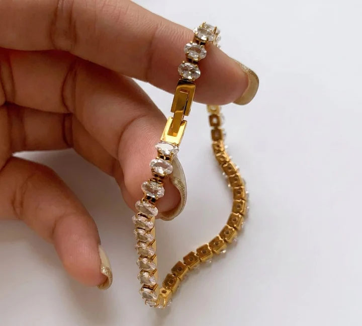 Allure Crystal Tennis Bracelet alternate angle – Macaje waterproof bracelet