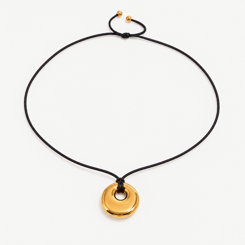 Therese Spiral Disc Cord Necklace — Gold