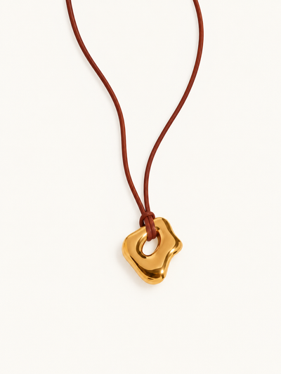 Tiphaine Sculptural Pendant Cord Necklace — Gold